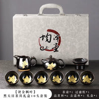 Black Tenmoku Gold Leaf Tea Set