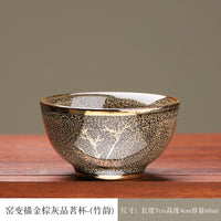 Gilded Bamboo Kiln-Glaze Jian Teacup