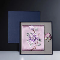 Embroidered Mulberry Silk Scarf and Brooch Set