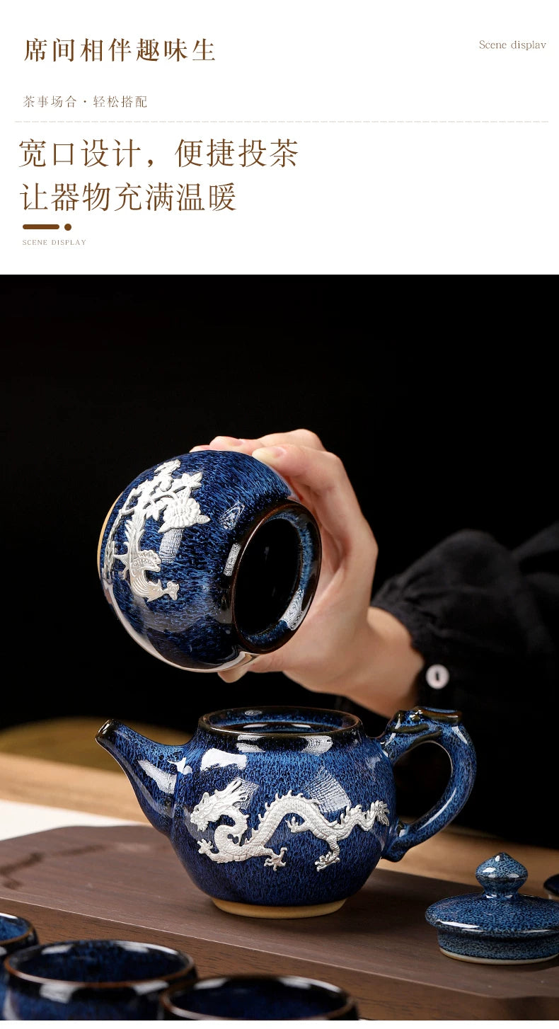 Tin-Inlaid Traditional Chinese Tea Set