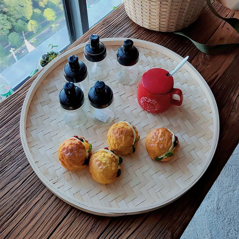 White Bamboo Round Tray