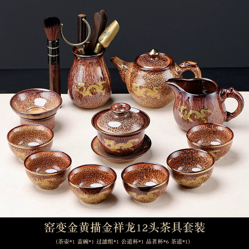 Golden Dragon Gilded Tea Set