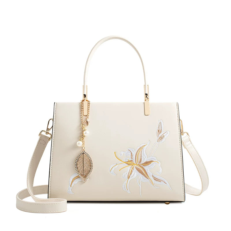 Off-White Embroidered Crossbody Handbag