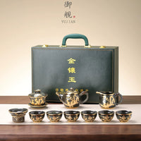 Gold-Inlaid Jade Kung Fu Tea Set Classic