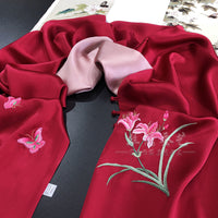 Daylily Su Embroidered Silk Scarf, 175cm