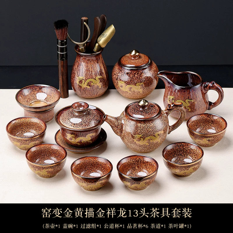 Golden Dragon Gilded Tea Set