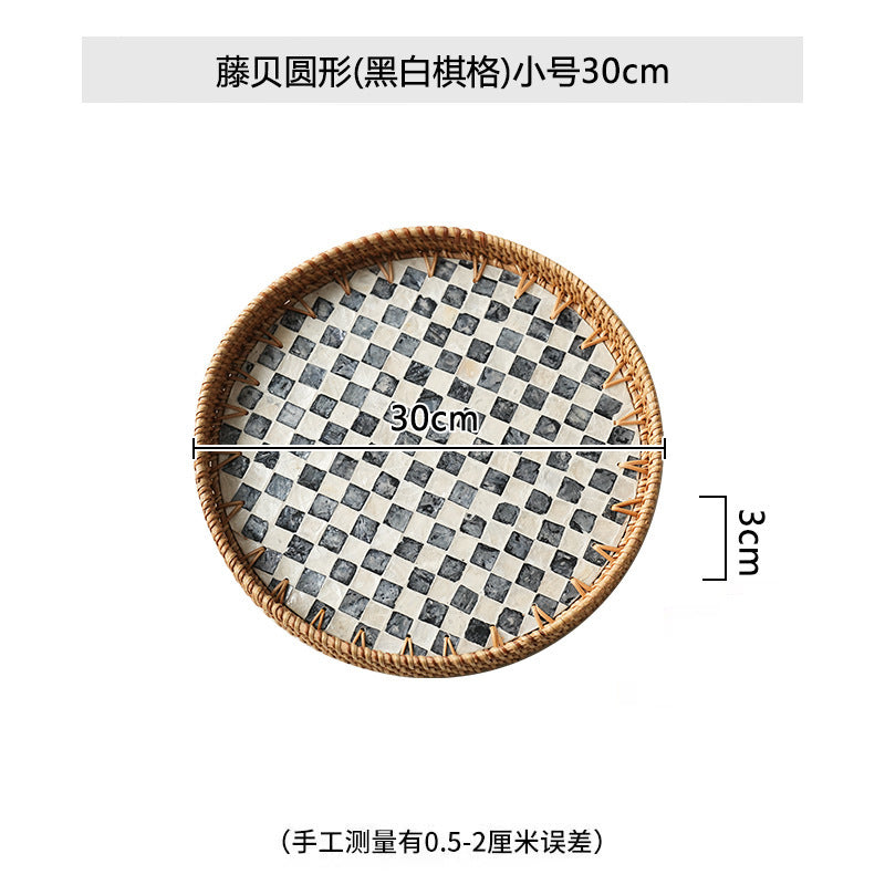 Rattan & Shell Inlay Round Tray
