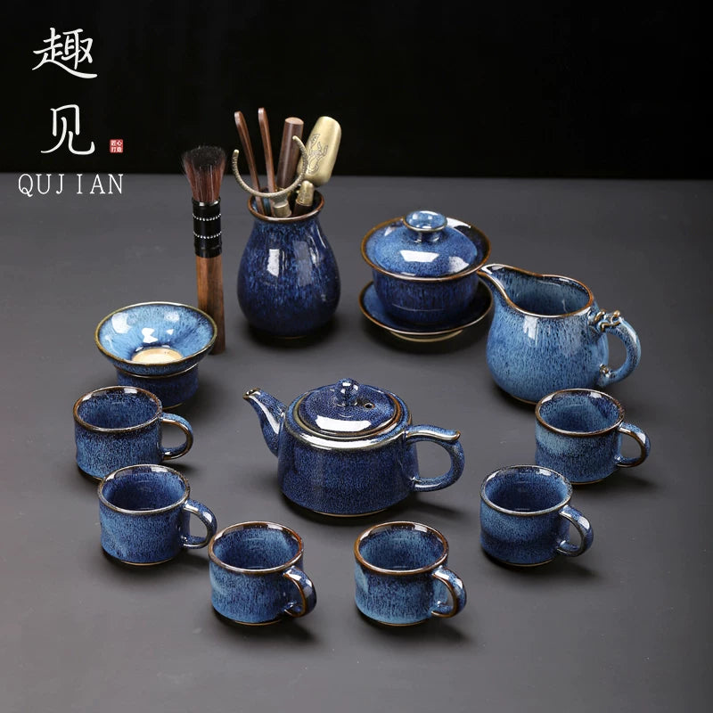 Jun Kiln Side-Handle Teapot Tea Set