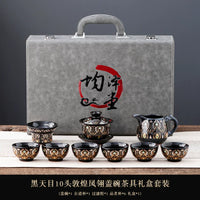 Phoenix Feather Tenmoku Tea Set