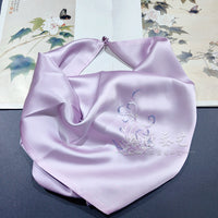 Mulberry Silk Embroidered Square Scarf 55cm