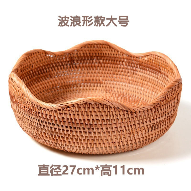 Rattan Fruit Tray, Wave & Square Styles