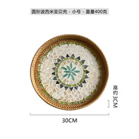 Rattan & Shell Inlay Round Tray