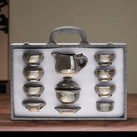 Jian Ware Tea Set with Gold Bamboo