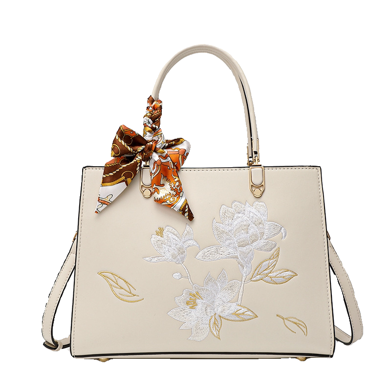 Lotus Embroidered Handbag