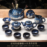 Tin-Inlaid Traditional Chinese Tea Set