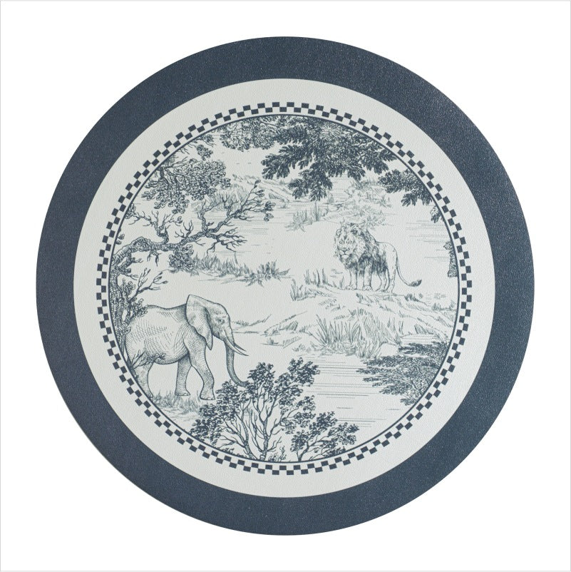 复古花卉油画系圆形西餐垫 咖啡杯圆垫 PVC印花防水防油高档餐垫
