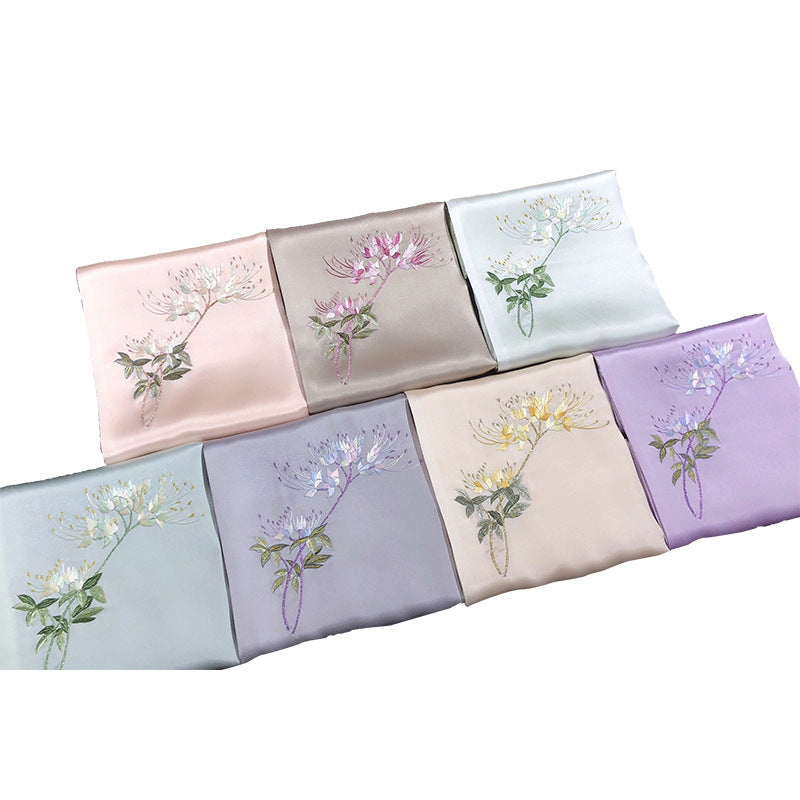 Hand Embroidered Mulberry Silk Scarf, Pastel