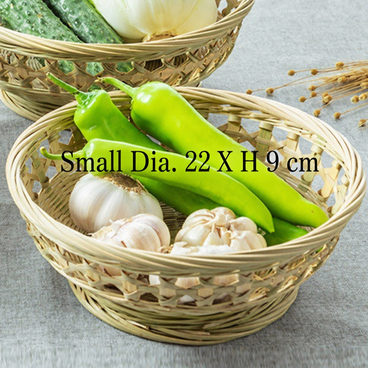 Footed Openwork Bamboo Fruit Basket