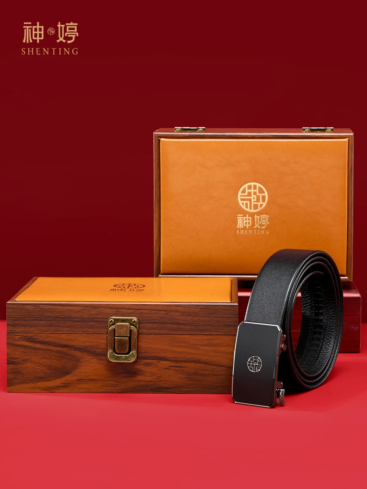 Men's Leather Belt with Automatic Buckle
