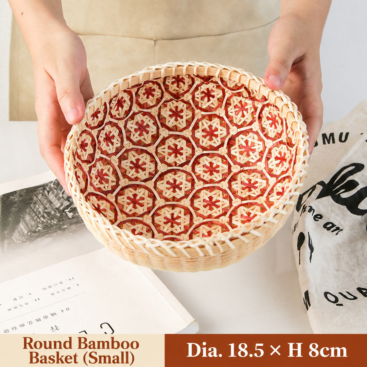 Woven Bamboo Basket, Round or Oval