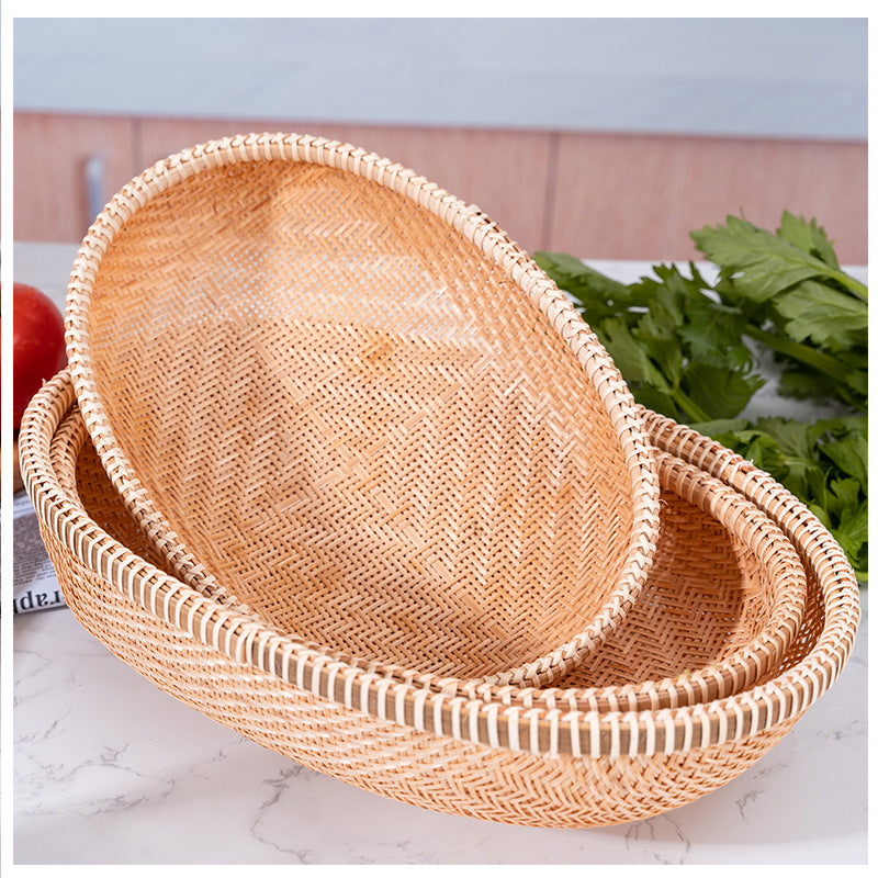 Golden Bamboo Oval Basket