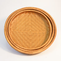 Smoked Bamboo Shallow Basket
