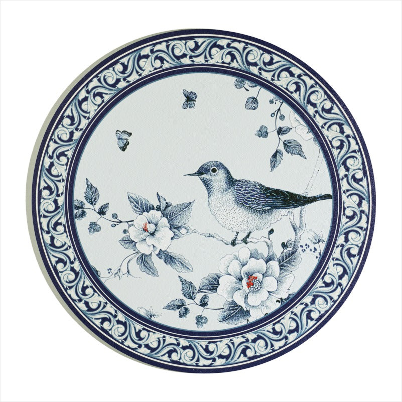 复古花卉油画系圆形西餐垫 咖啡杯圆垫 PVC印花防水防油高档餐垫