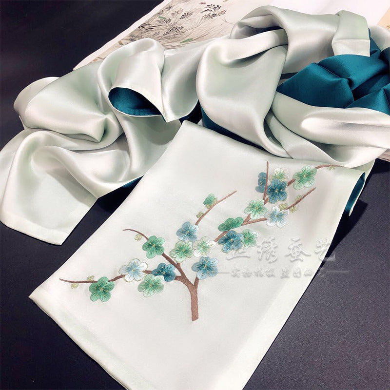 Plum Blossom Double-Layer Silk Scarf