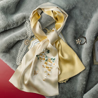 Su Embroidery Mulberry Silk Scarf with Gift Box
