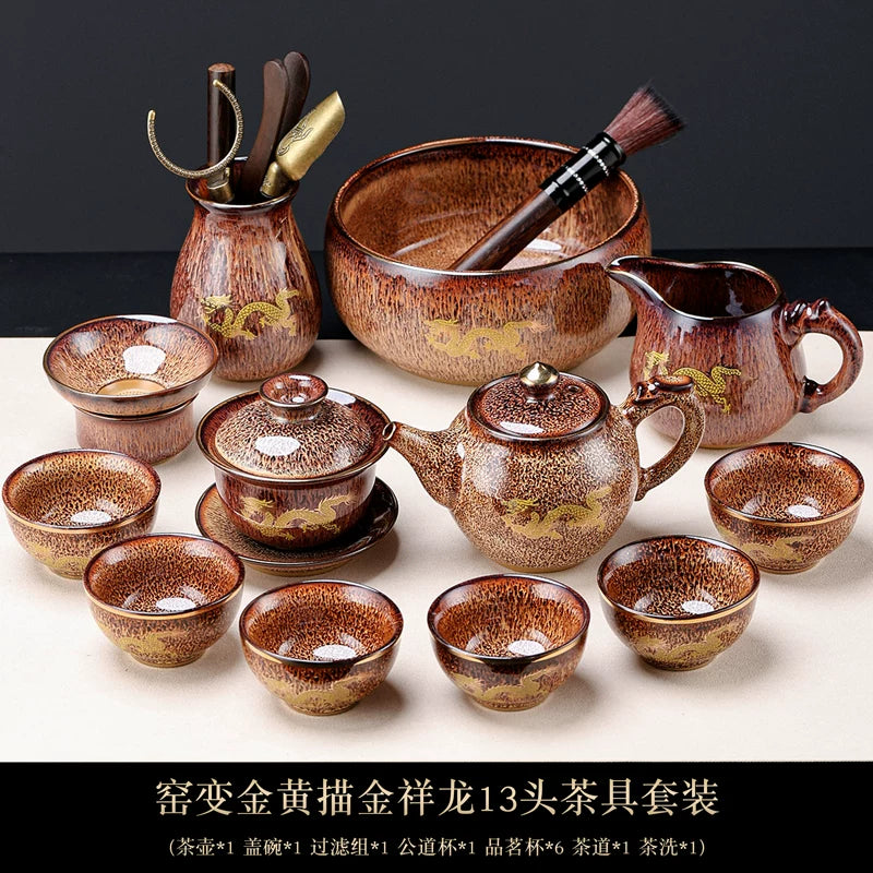 Golden Dragon Gilded Tea Set