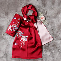Su Embroidery Silk Scarf, Clutch and Ring Set