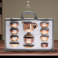 Jian Ware Tea Set with Gold Bamboo
