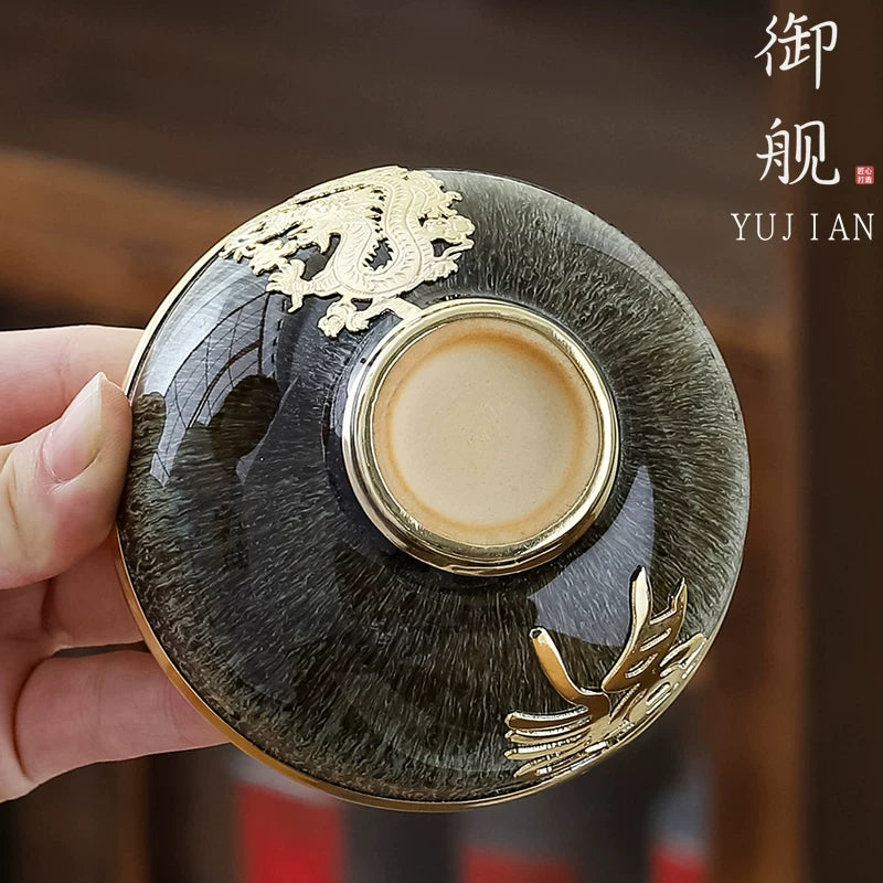 Gold-Inlaid Jade Zodiac Teacup