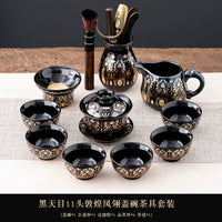 Phoenix Feather Tenmoku Tea Set