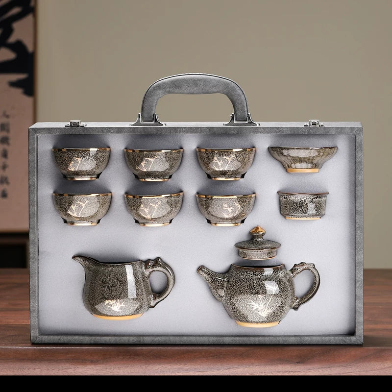 Jian Ware Kung Fu Tea Set with Orchid