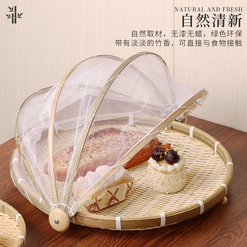 Bamboo Drying Basket with Mesh Cover