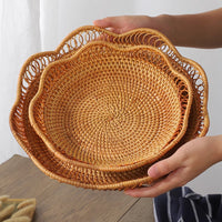 Rattan Basket with Scalloped Edge