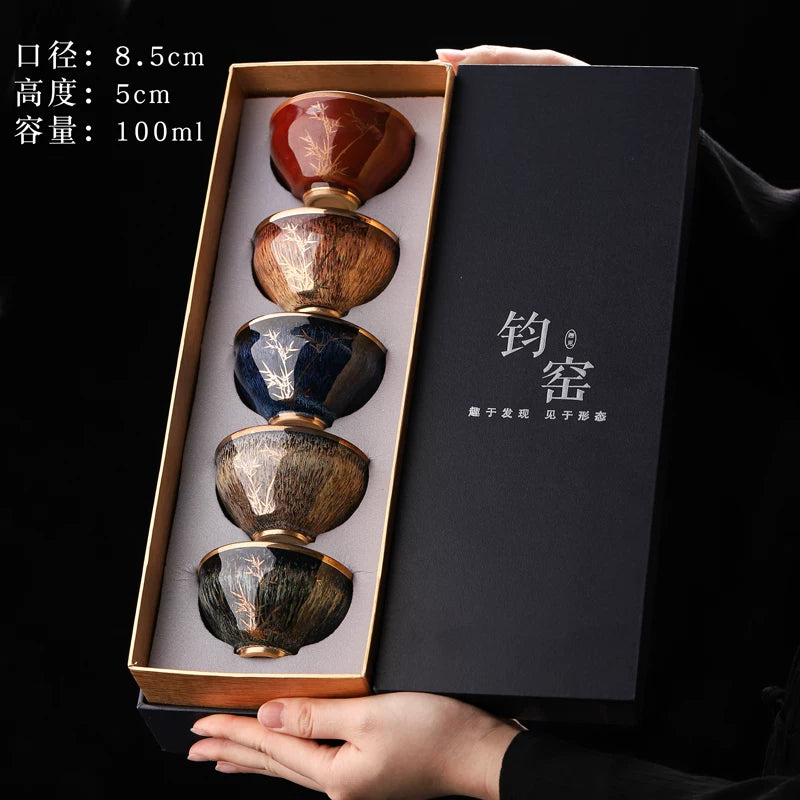 Kiln-Change Five Elements Cup Set