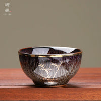 Gilded Bamboo Kiln-Glaze Jian Teacup