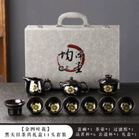 Black Tenmoku Gold Leaf Tea Set