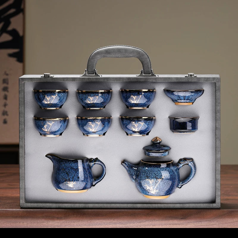 Jian Ware Kung Fu Tea Set with Orchid