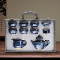 Jian Ware Tea Set with Gold Bamboo