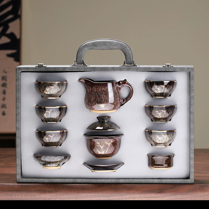 Jian Ware Kung Fu Tea Set with Orchid