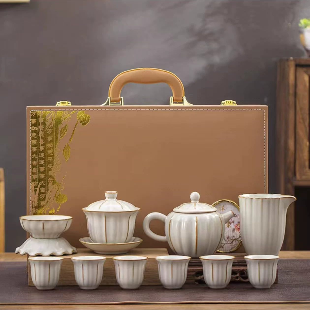 Ru Kiln Tea Set with Tea Tray