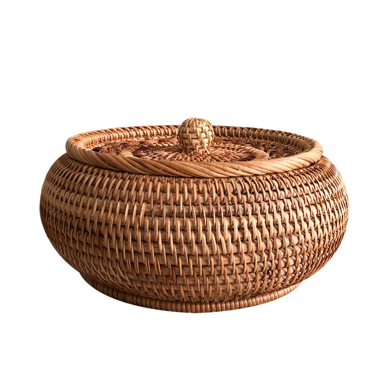 Handwoven Rattan Storage Box with Lid