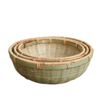 Smooth-Rim Green Bamboo Basket
