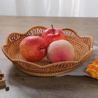 Rattan Basket with Scalloped Edge