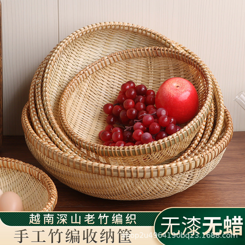 Smoked Bamboo Round Basket
