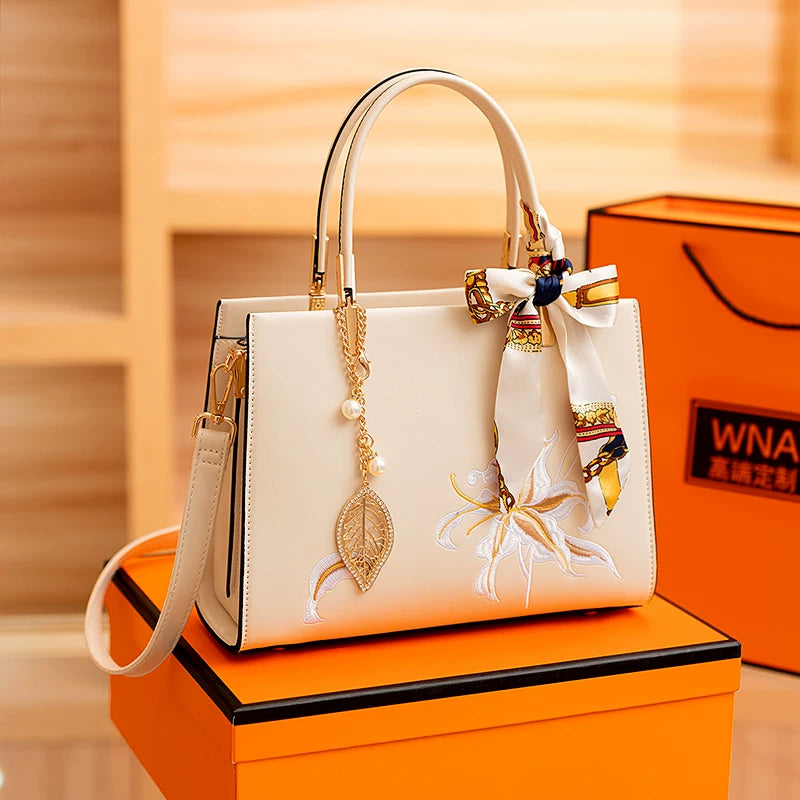 Off-White Embroidered Crossbody Handbag