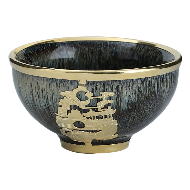 Gold-Inlaid Jade Zodiac Teacup